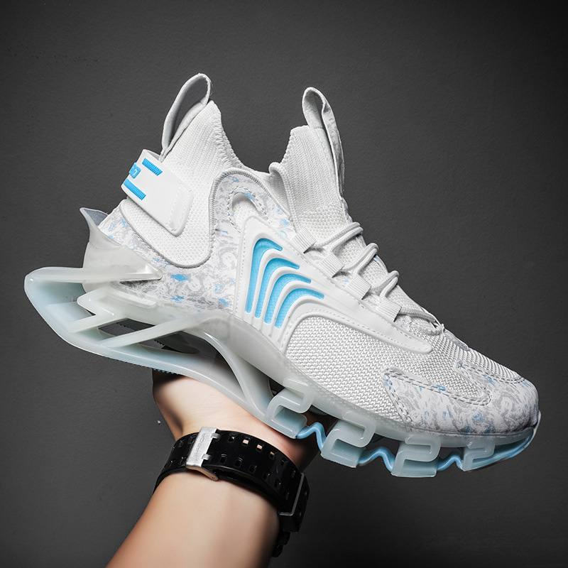Marble Print Blade-Sole High-Top Running Shoes, Sports - Men, view 6