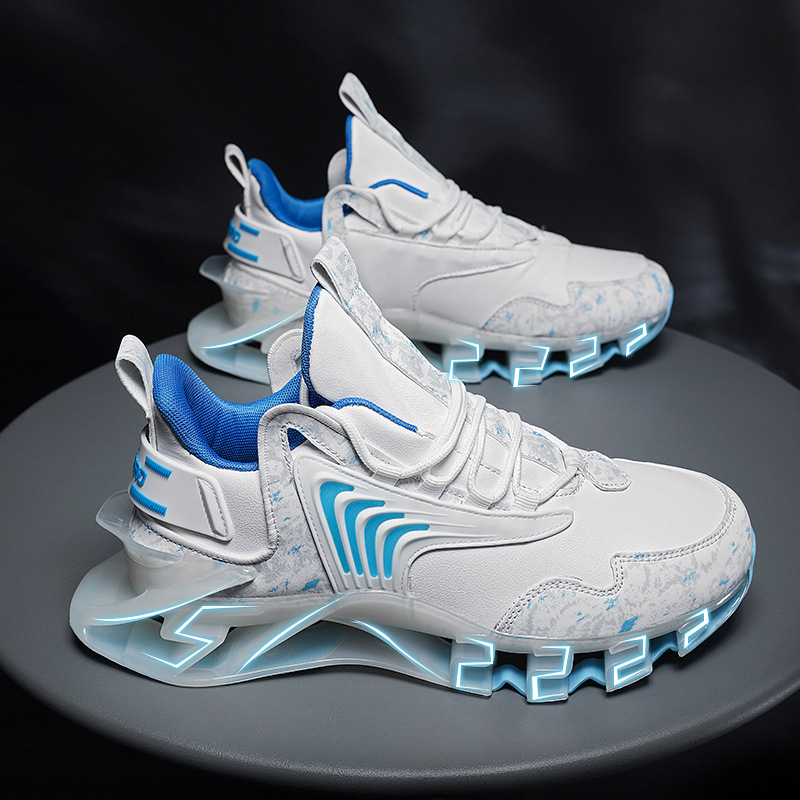 Marble Print Blade-Sole High-Top Running Shoes, Sports - Men, view 7