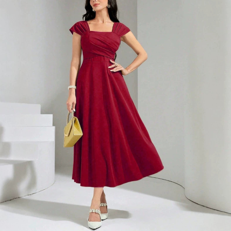 Women's Summer Slimming Waist-Slimming Hepburn-Style Dress, view 4