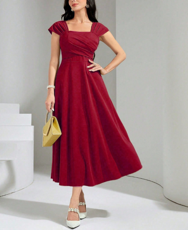 Women's Summer Slimming Waist-Slimming Hepburn-Style Dress, view 6