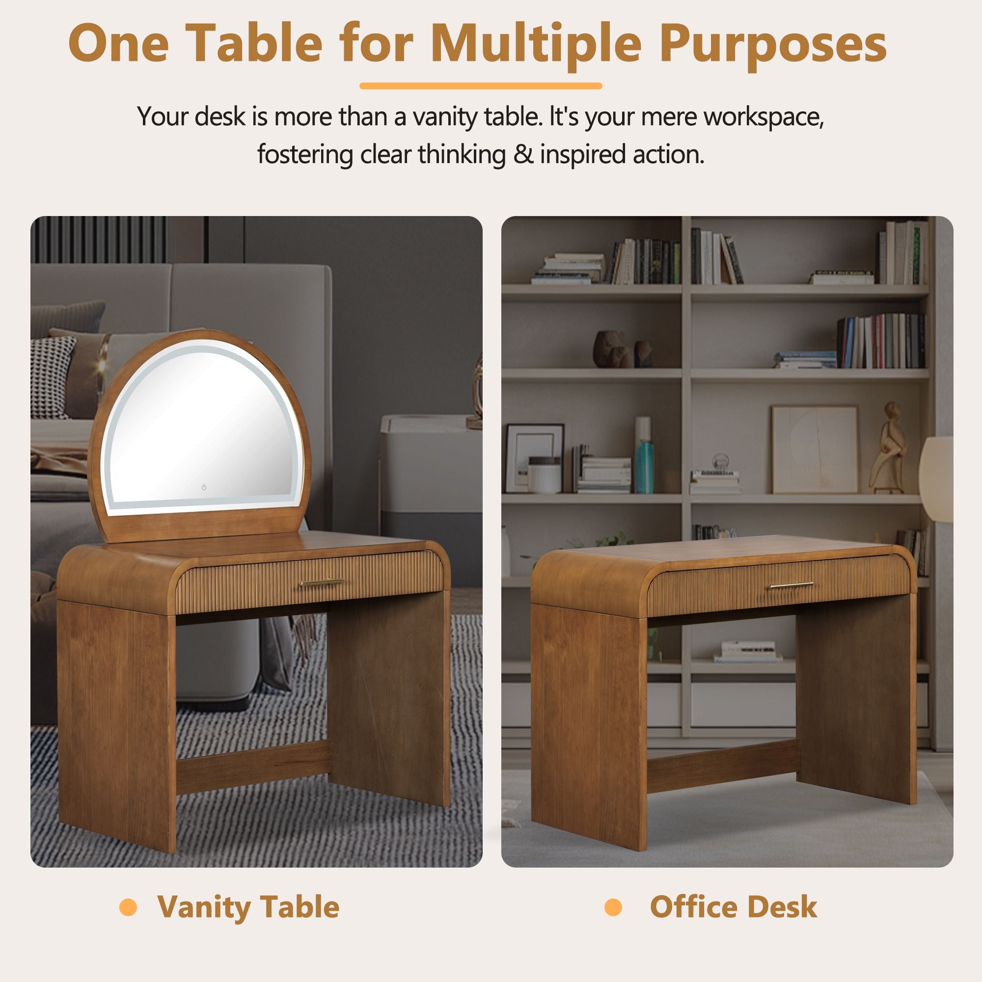 39" Makeup Vanity Table with LED Touch Screen Mirror & Drawer, view 7