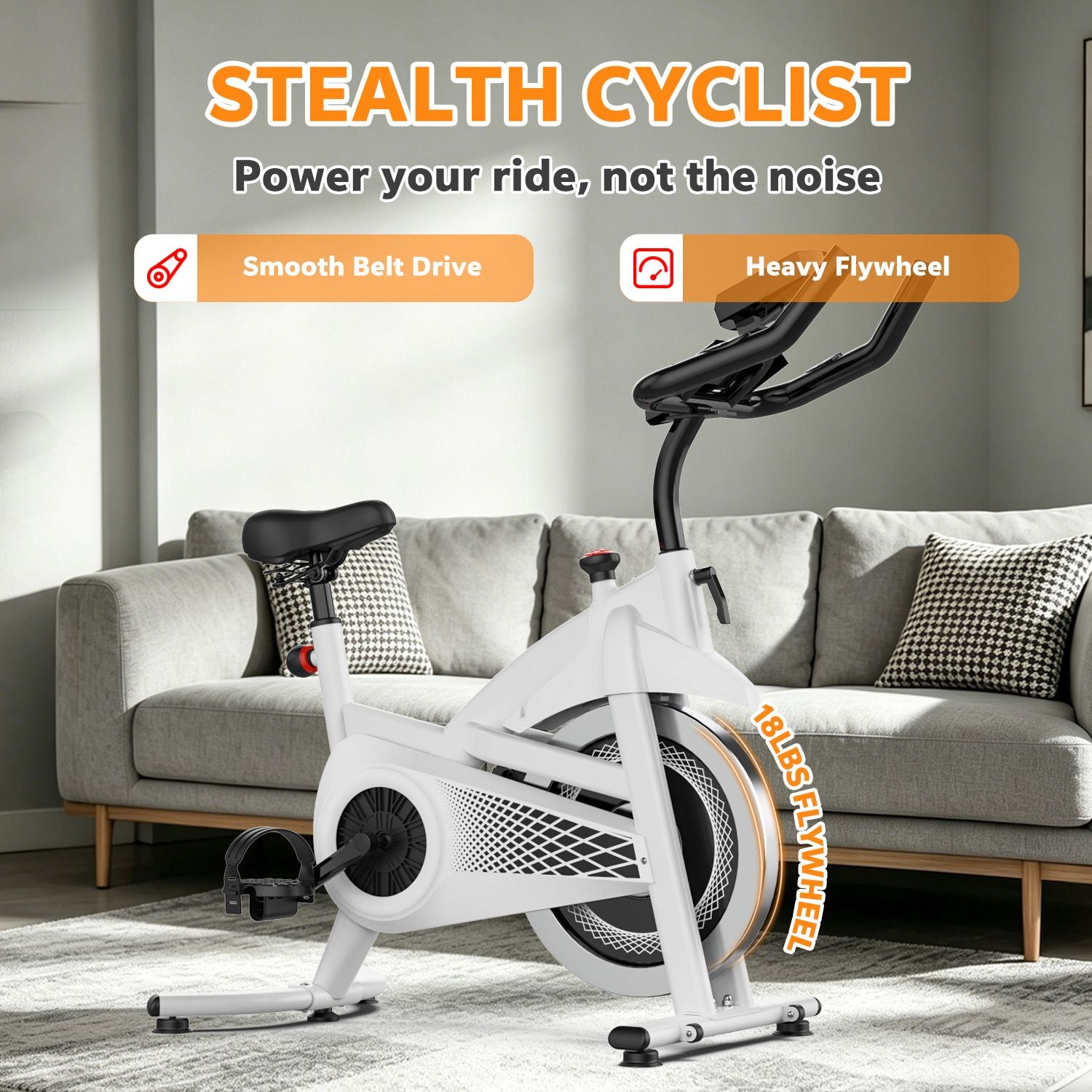 Indoor Exercise Bike — Stationary Cycling Bike, Adjustable Seat & Handlebar, view 5