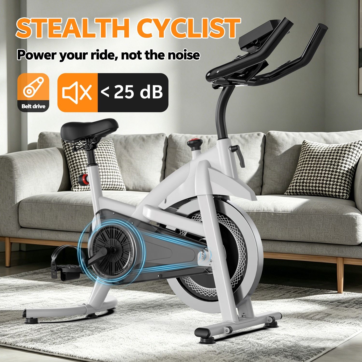 Indoor Exercise Bike — Stationary Cycling Bike, Adjustable Seat & Handlebar, view 8