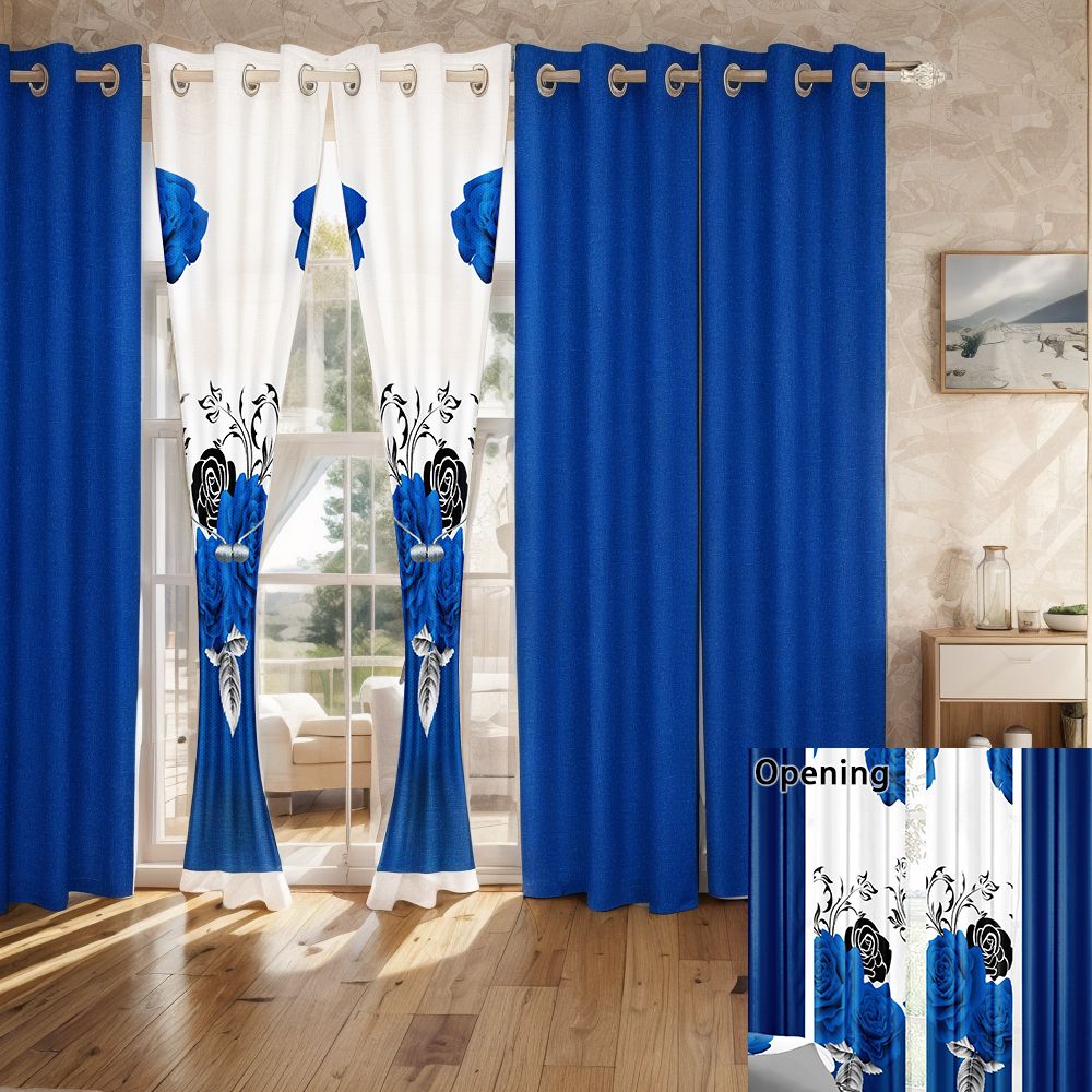 Blue Rose 9-Piece Bedspread & Curtain Set — Queen/King/Cal King, view 8
