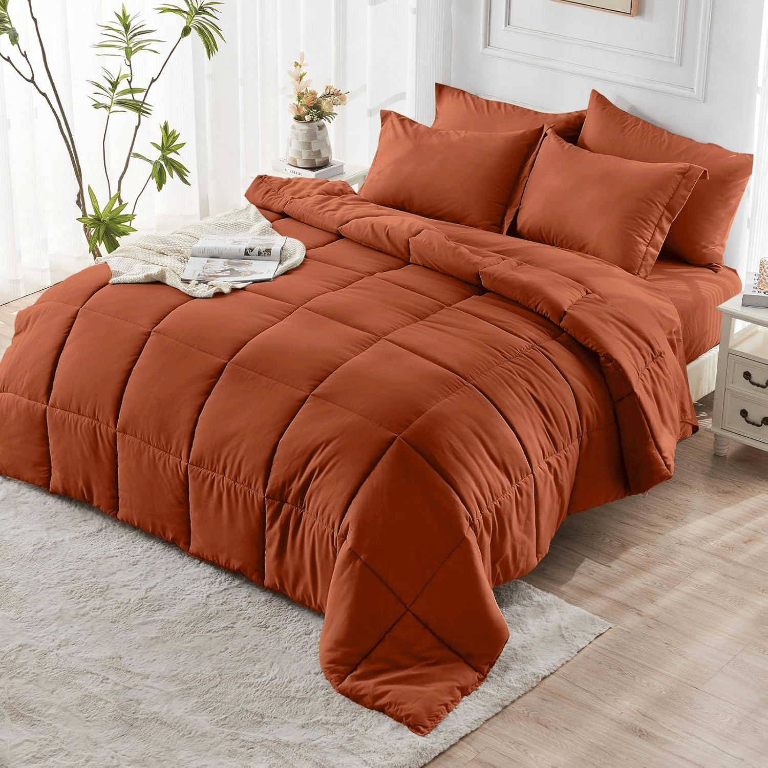 Burnt Orange Comforter Set with Shams — Twin, Queen, King, view 4