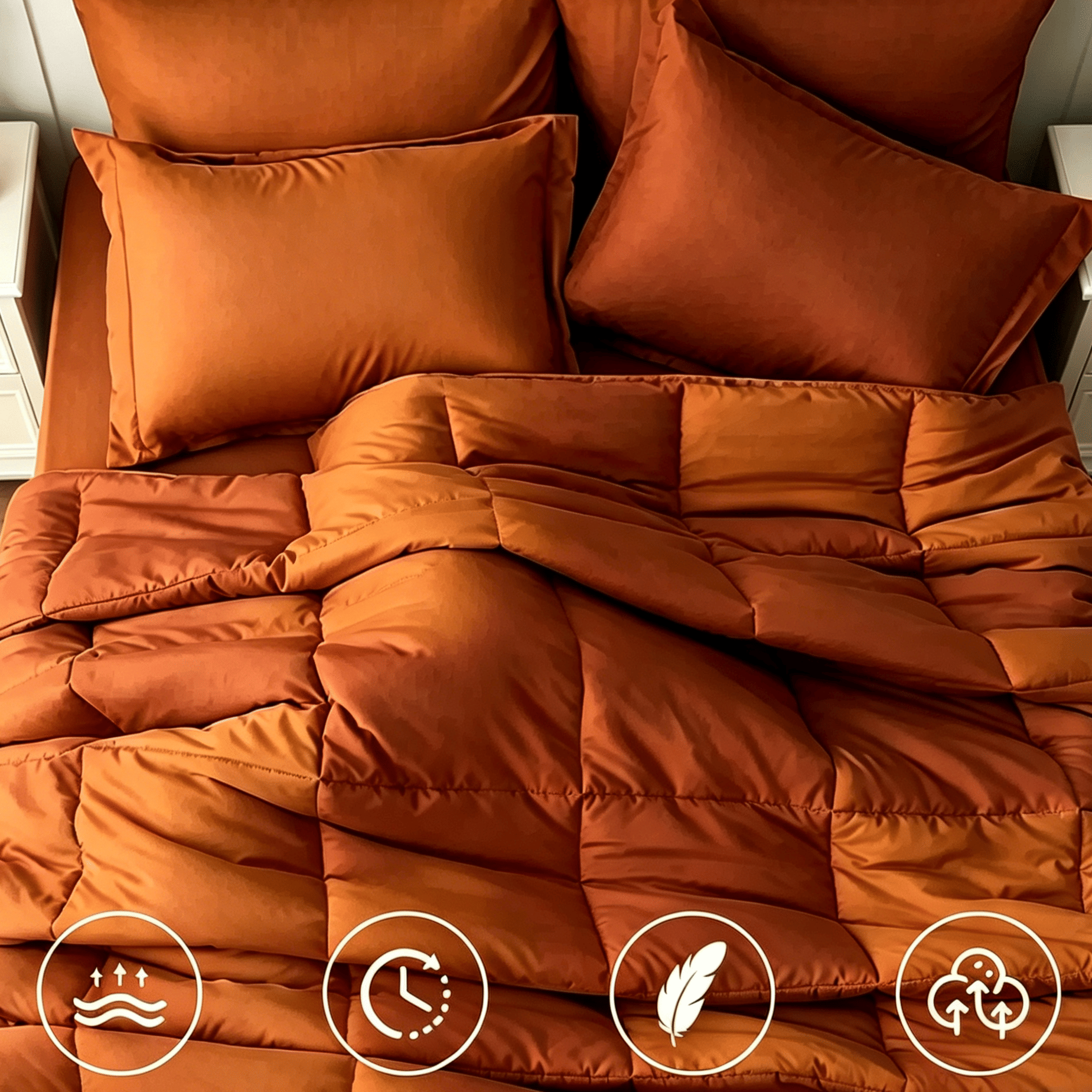 Burnt Orange Comforter Set with Shams — Twin, Queen, King, view 5