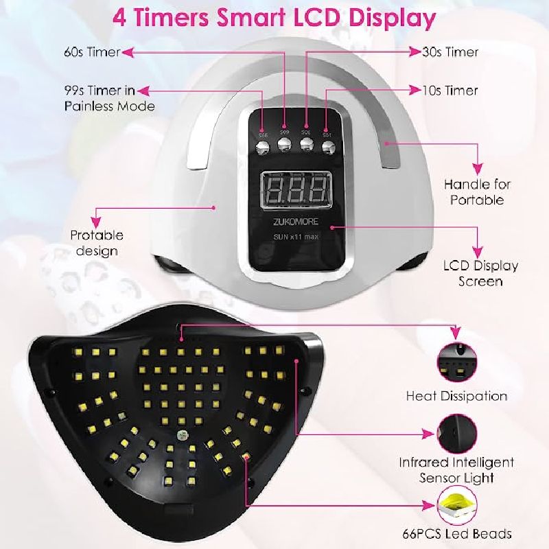 SUN X11 Max UV LED Nail Lamp — 280W Gel Polish Dryer with LCD Timer, view 5