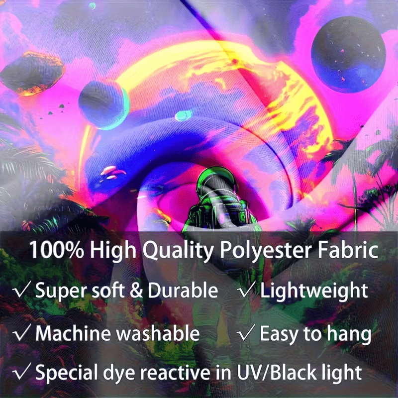 Astronaut UV Blacklight Tapestry - Glow in the Dark Space Wall Art, view 5