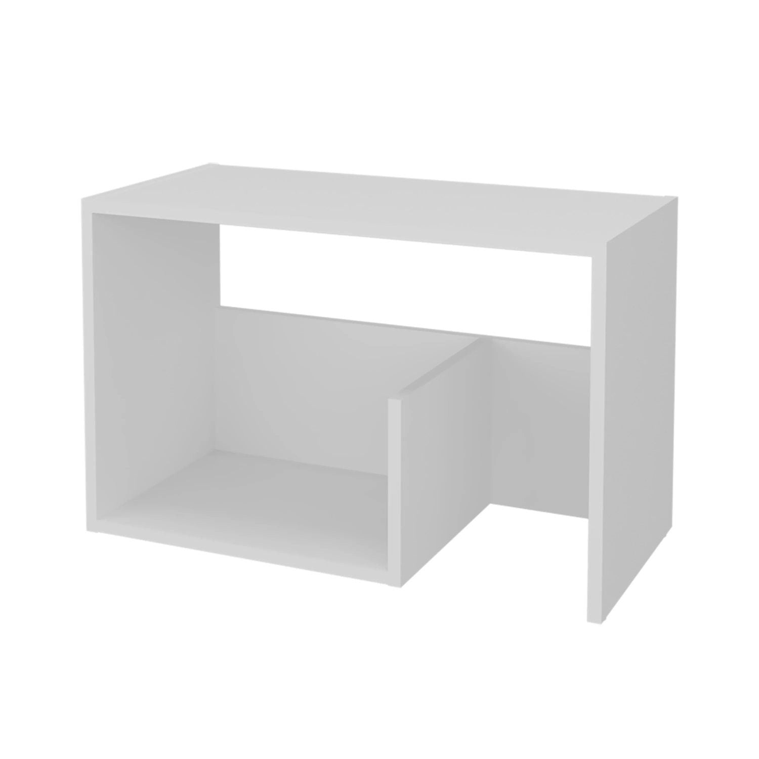 Sculptural White Side Table with Staggered Open Shelving, view 3