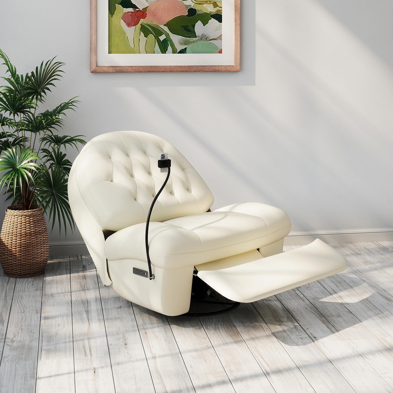 Power Swivel Rocker Recliner Chair with USB Ports & Phone Holder