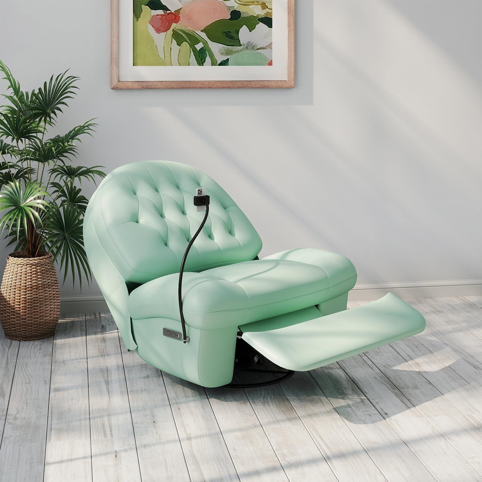 Power Swivel Rocker Recliner Chair with USB Ports & Phone Holder, view 2