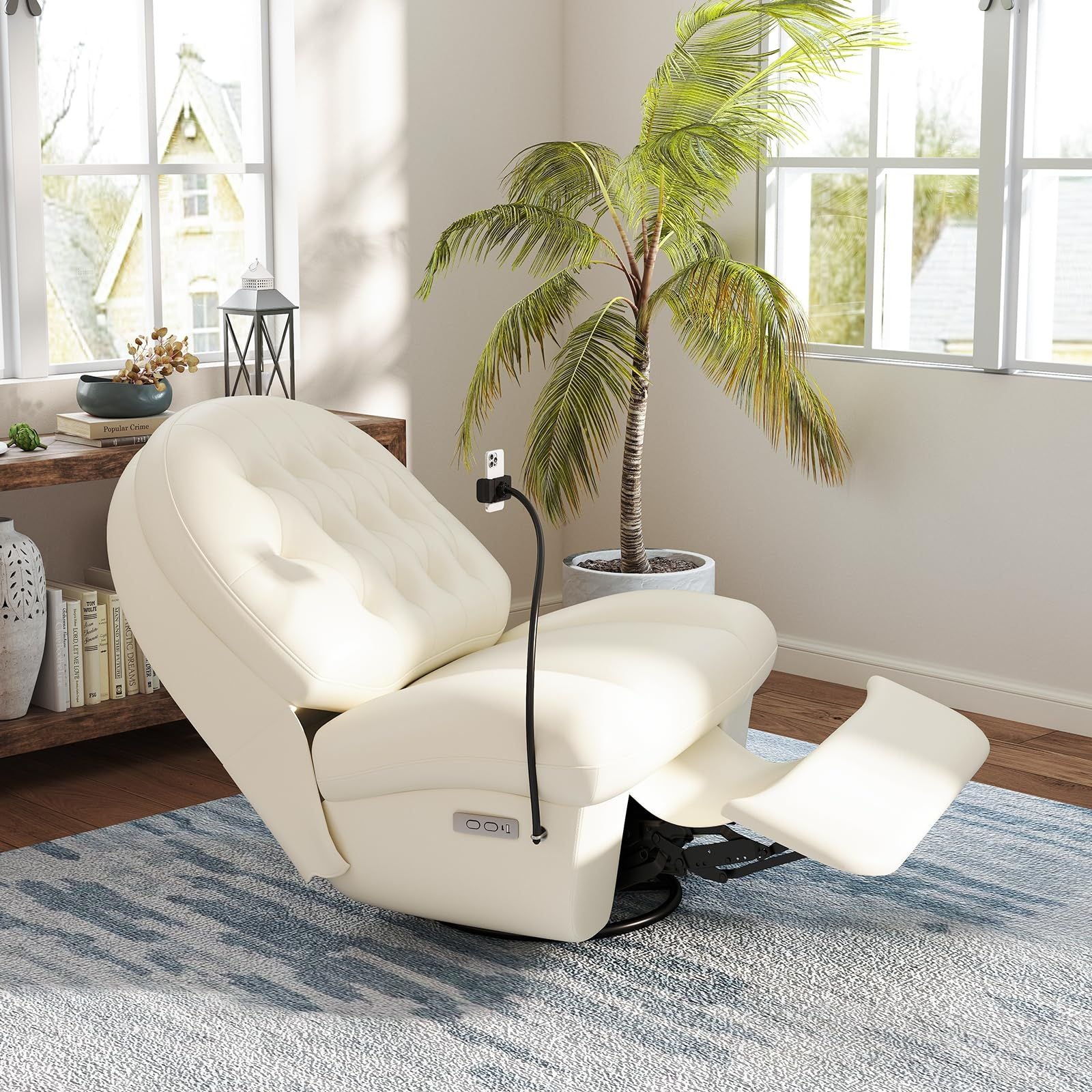 Power Swivel Rocker Recliner Chair with USB Ports & Phone Holder, view 3