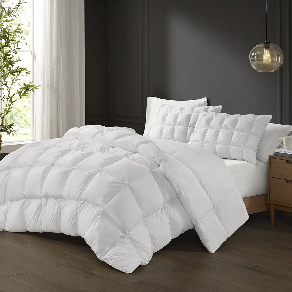3D Puff Quilted Winter Comforter — Full/Queen 90" x 90", White, view 2