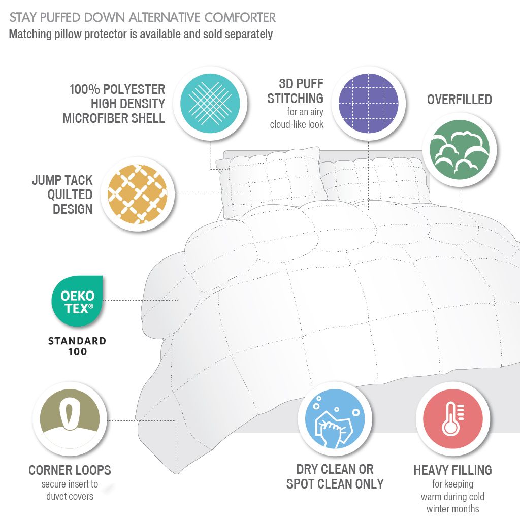 3D Puff Quilted Winter Comforter — Full/Queen 90" x 90", White, view 3