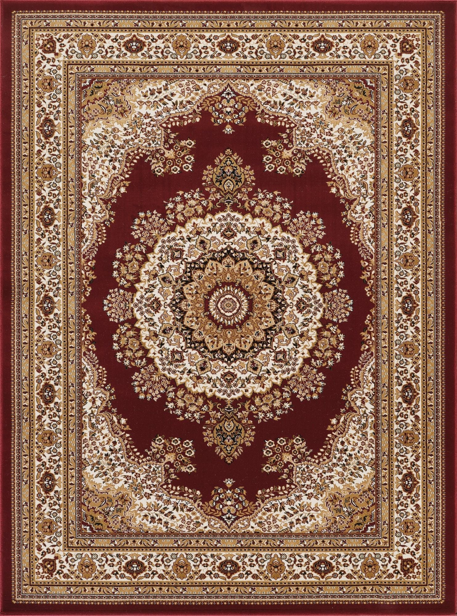 Red Medallion Area Rug, 2 ft. x 3 ft. — Traditional Entryway Accent, view 4