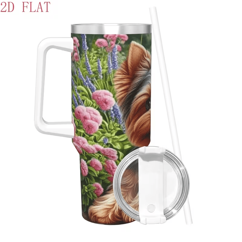 Yorkshire Terrier Tumbler with Handle — Insulated Stainless Steel Cup, view 6