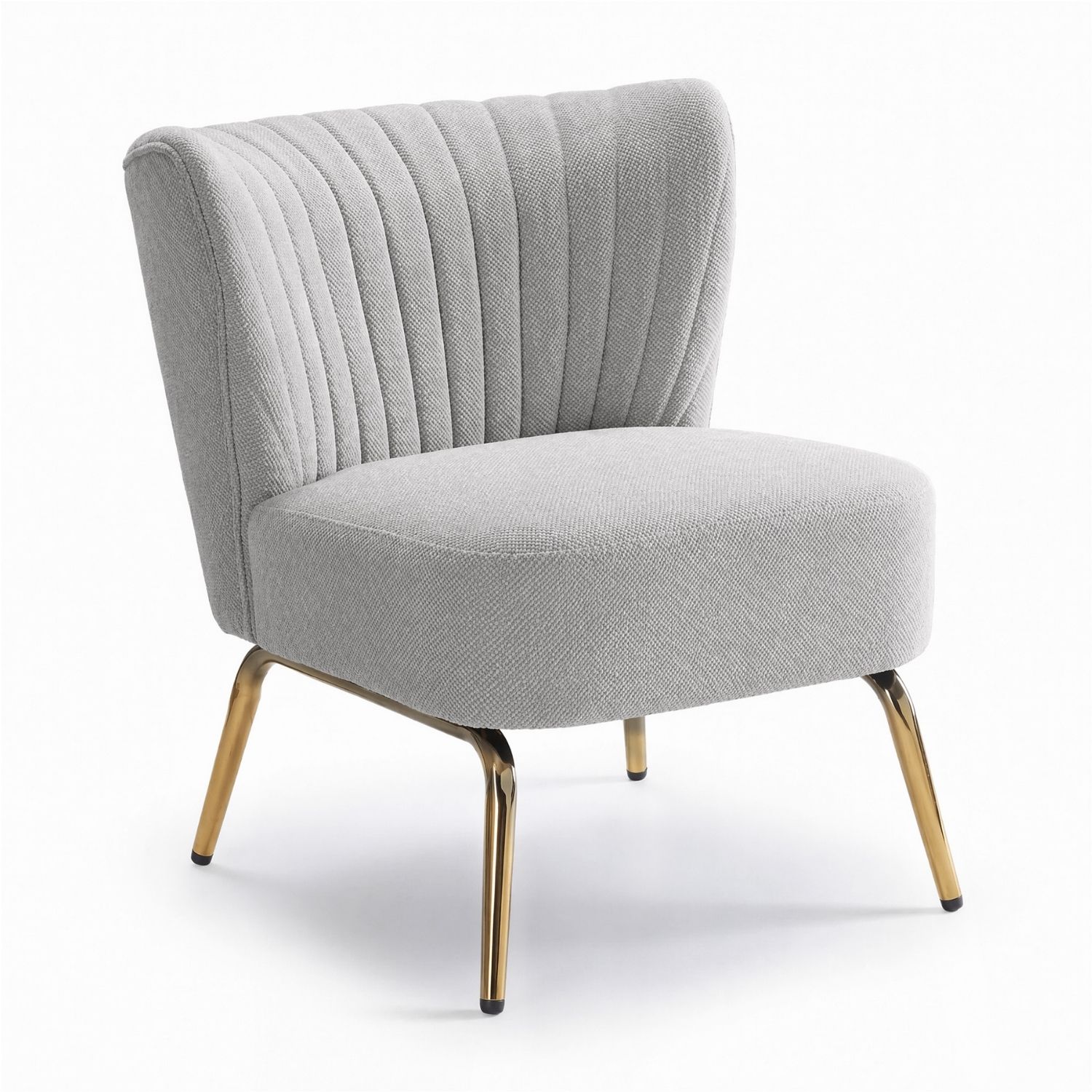 Channel Tufted Accent Chair with Gold Metal Legs, Armless Compact Seat, view 2