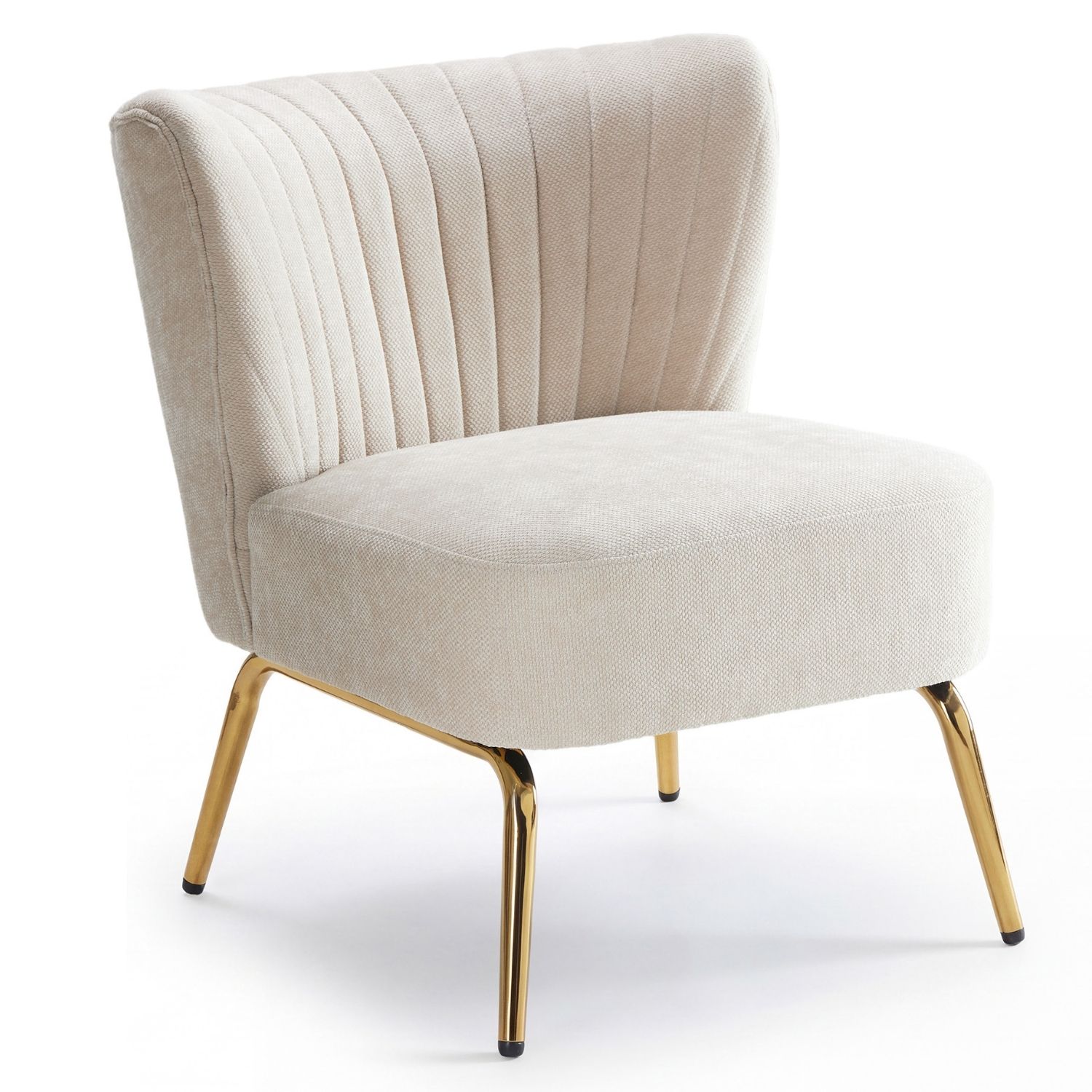 Channel Tufted Accent Chair with Gold Metal Legs, Armless Compact Seat, view 6