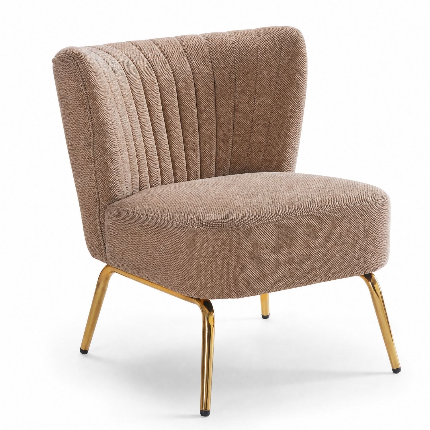Channel Tufted Accent Chair with Gold Metal Legs, Armless Compact Seat, view 7