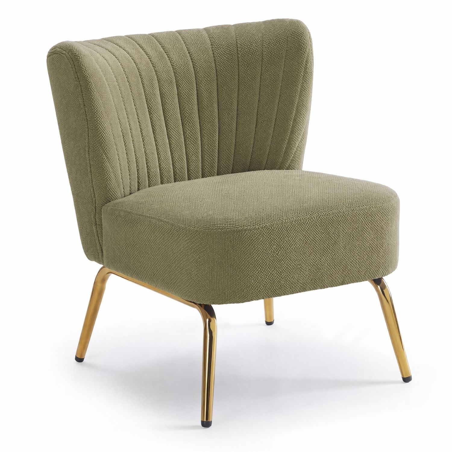 Channel Tufted Accent Chair with Gold Metal Legs, Armless Compact Seat, view 8