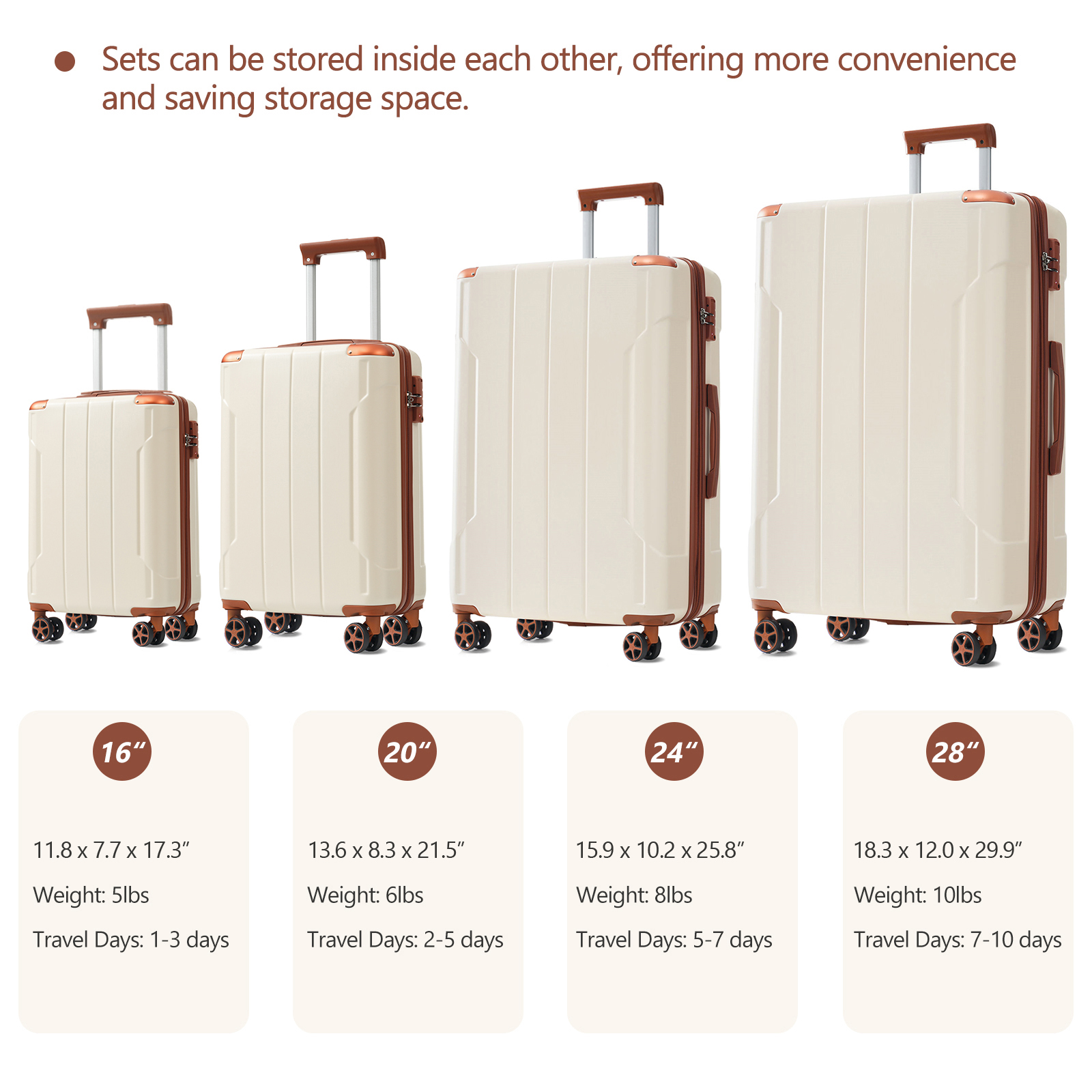 6-Piece Hardshell Luggage Set with Spinner Wheels & TSA Lock, view 5