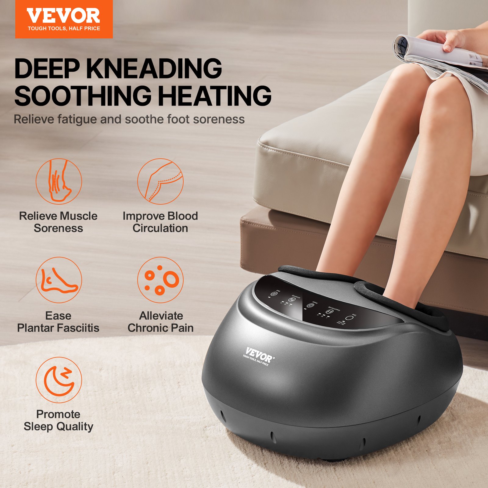 Quiet Shiatsu Foot Massager — Heat, Air Compression - Up to Size 12 Men, view 3