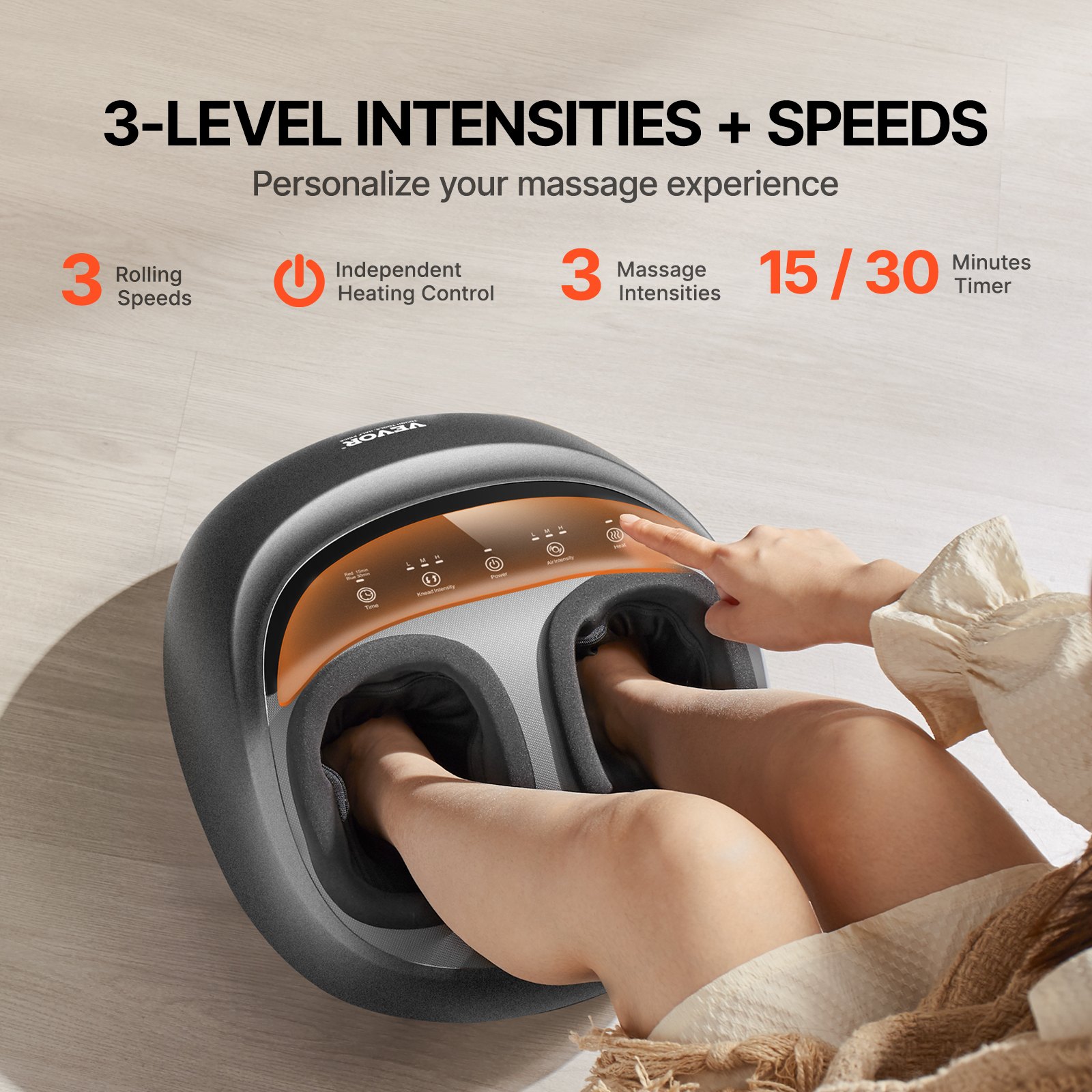 Quiet Shiatsu Foot Massager — Heat, Air Compression - Up to Size 12 Men, view 4