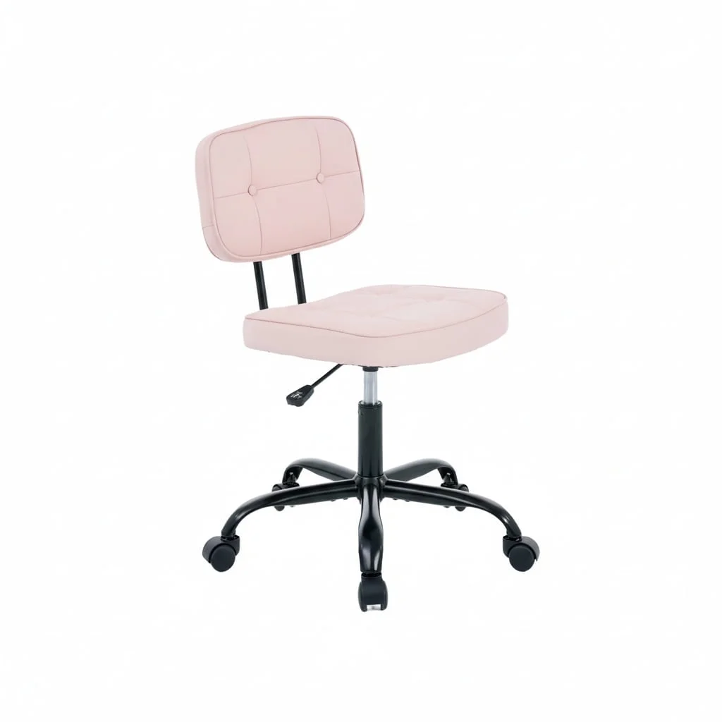 Armless Desk Chair for Small Spaces — Thick Cushion, Smooth-Roll Casters
