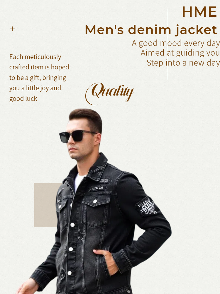 Men's Black Distressed Denim Trucker Jacket, Slim Fit, view 5
