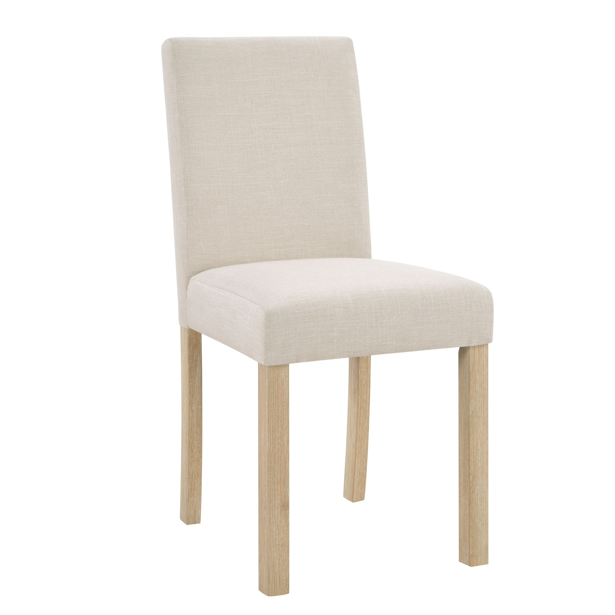 39" Square Dining Set for 4 — Light Oak Table + 4 Linen Chairs - 5 Pcs, view 3