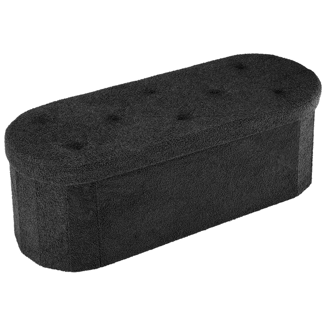 43-inch Boucle Storage Bench — Oval Tufted Ottoman with Hidden Storage, view 2