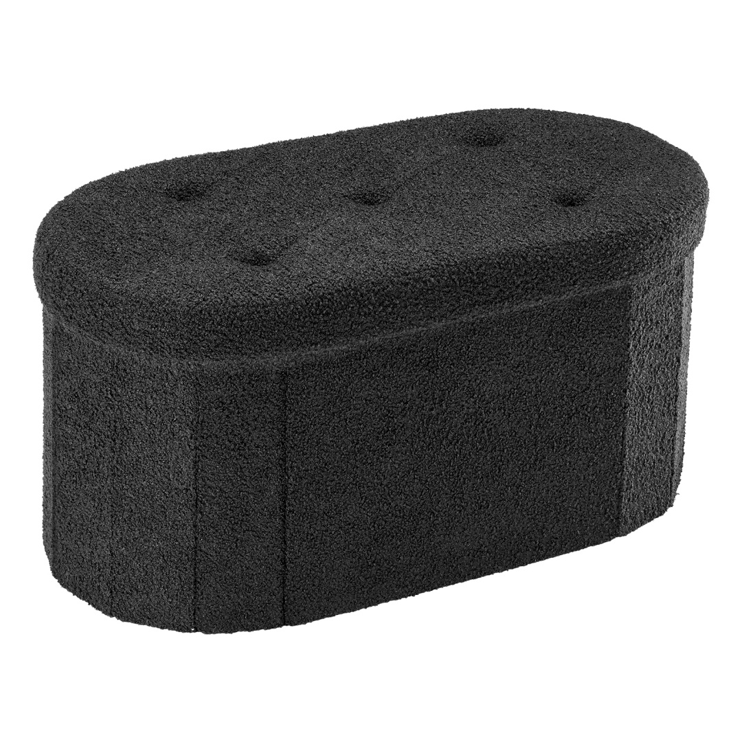 43-inch Boucle Storage Bench — Oval Tufted Ottoman with Hidden Storage, view 7