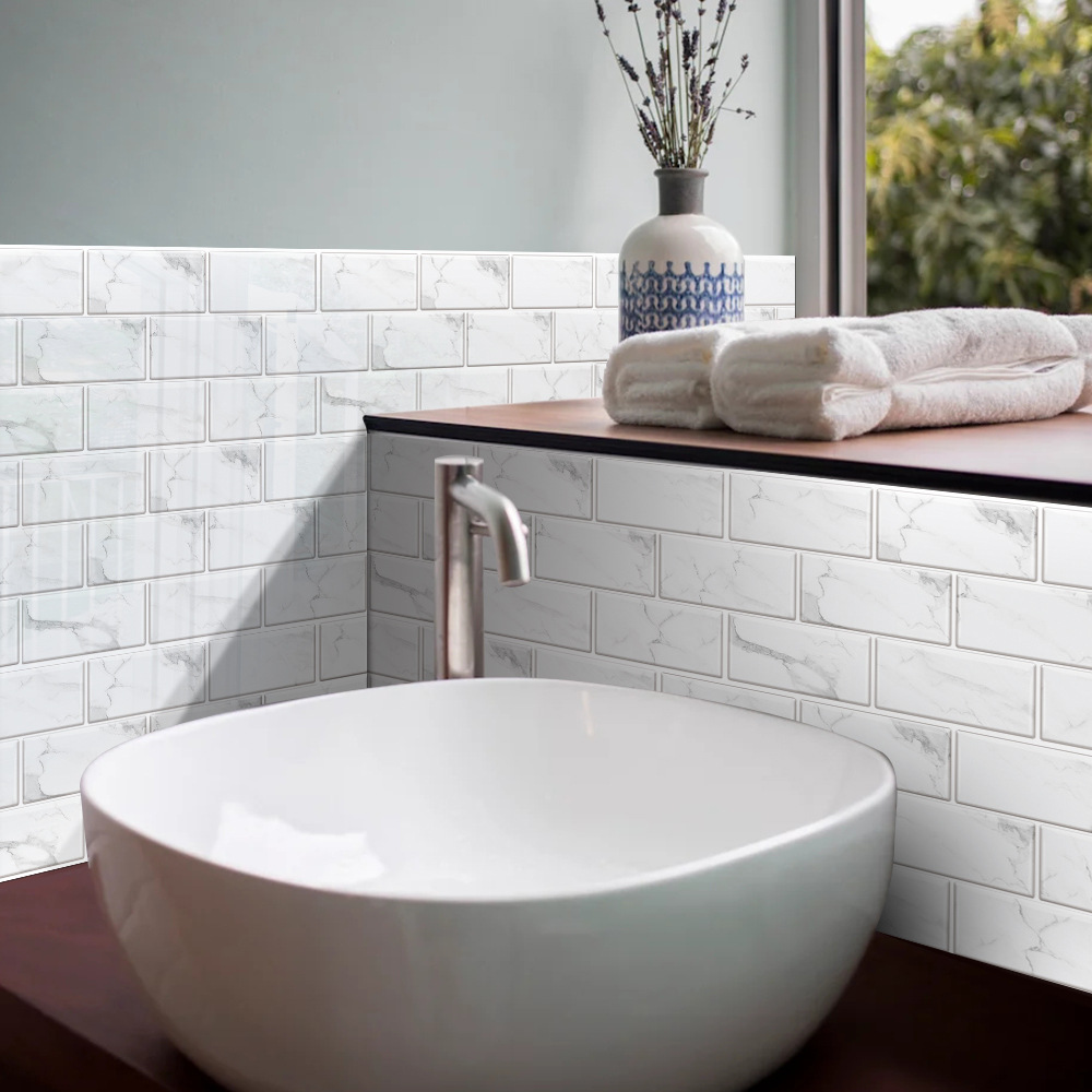 Instant Backsplash Makeover: Self-Adhesive 3D Brick Tile Stickers, 6-pack, view 6
