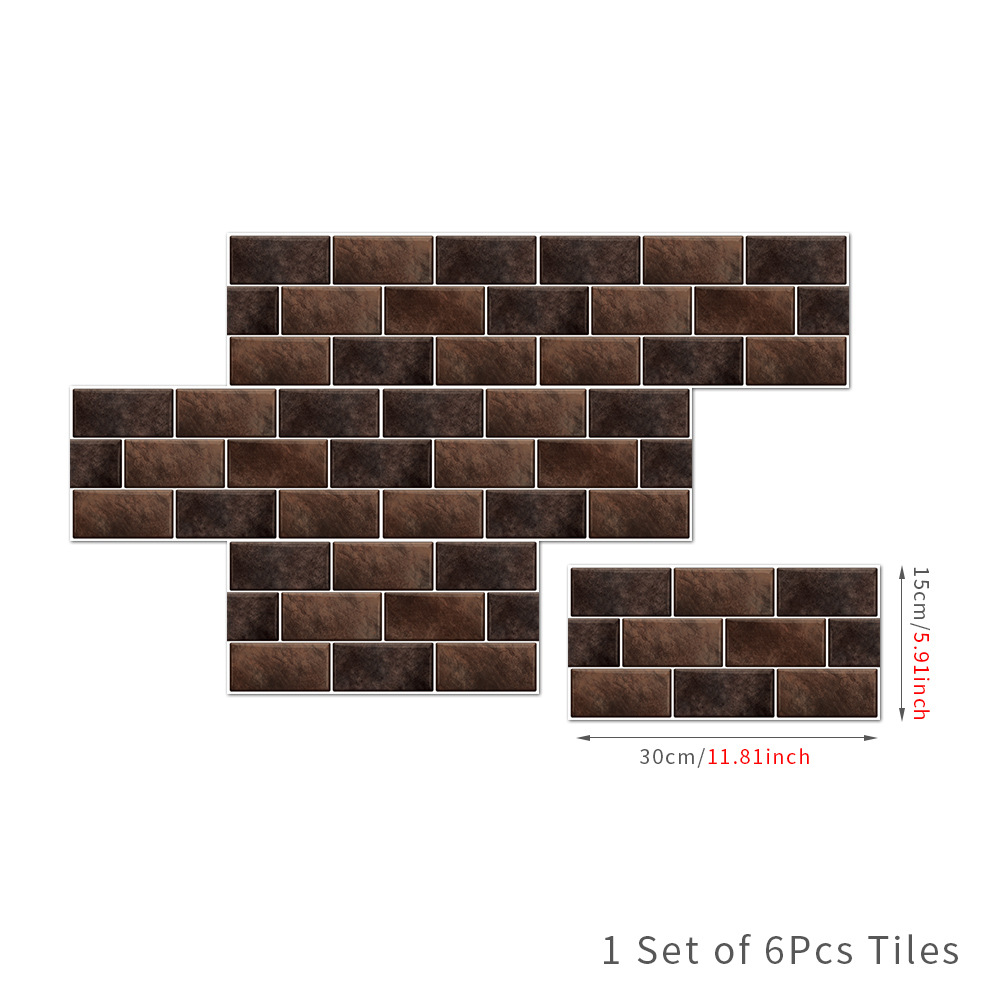 Instant Backsplash Makeover: Self-Adhesive 3D Brick Tile Stickers, 6-pack, view 7