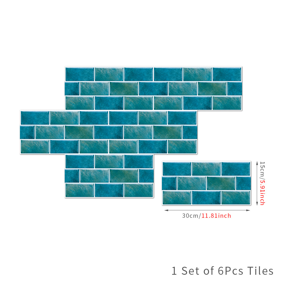 Instant Backsplash Makeover: Self-Adhesive 3D Brick Tile Stickers, 6-pack