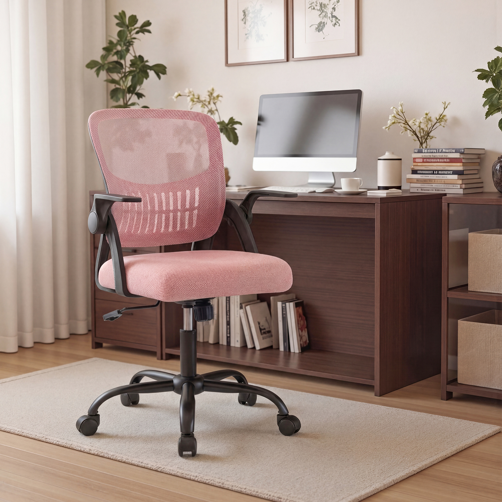 Mesh Office Chair with Flip-Up Armrests & Adjustable Height, view 2