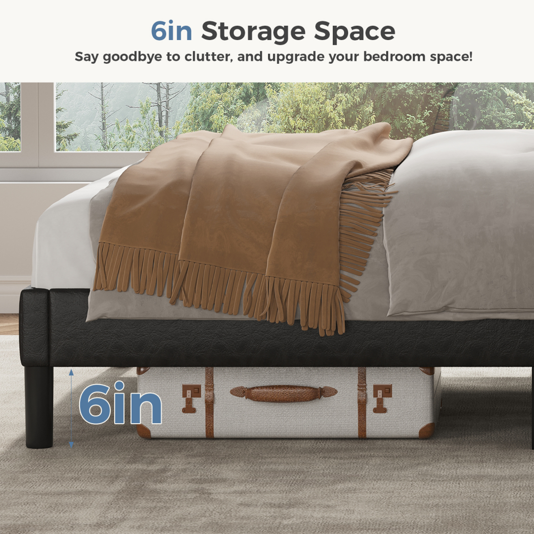 Upholstered Platform Bed Frame With Wingback Channel-Tufted Headboard, view 4