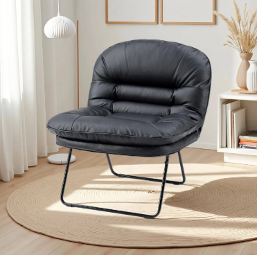 Fold-Flat Pillow Lounge Chair With Steel Sled Legs