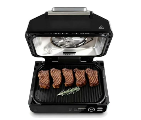 8-in-1 Electric Grill & Air Fryer — Ridged Non-Stick Plate, 140-450°F