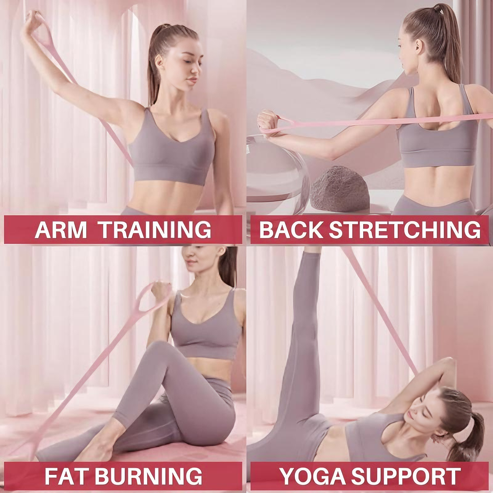 1P 8-shaped Silicone Yoga Resistance Band -  Elastic Fitness Stretching Rope, Suitable For Back, Waist, And Arm Exercises - Suitable For Home, Gym, And Outdoor Workouts Comprehensive Resistance Boxing