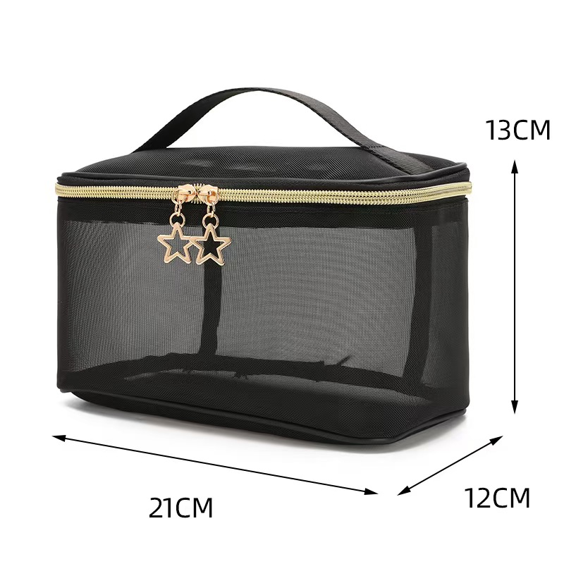 Black Mesh Makeup Bag  — Clear Travel Cosmetic Cases. 1 & 2-Pack, view 2