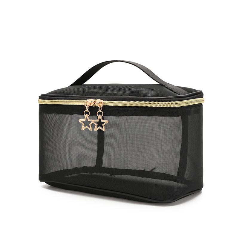 Black Mesh Makeup Bag  — Clear Travel Cosmetic Cases. 1 & 2-Pack, view 3