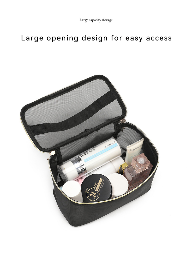 Black Mesh Makeup Bag  — Clear Travel Cosmetic Cases. 1 & 2-Pack, view 5