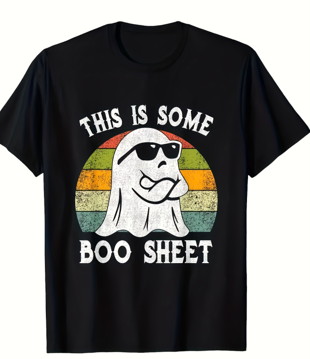 Men's Black Printed Short Sleeve T-Shirt – Round Neck, Sizes S‑5XL