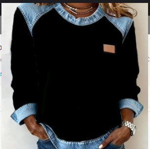 Women's 3D Digital Print Loose-Fit Long Sleeve Tee – Soft Terry Cloth, view 4