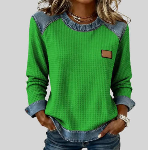 Women's 3D Digital Print Loose-Fit Long Sleeve Tee – Soft Terry Cloth, view 5