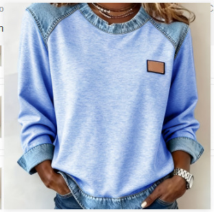 Women's 3D Digital Print Loose-Fit Long Sleeve Tee – Soft Terry Cloth, view 7