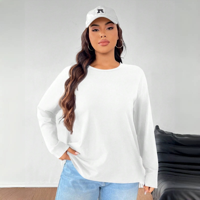 Women's Oversized Long Sleeve Tee — Curved Hem, Sizes S to 3XL, view 6