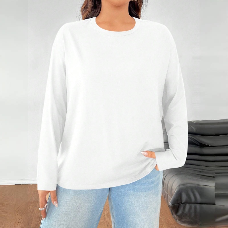Women's Oversized Long Sleeve Tee — Curved Hem, Sizes S to 3XL