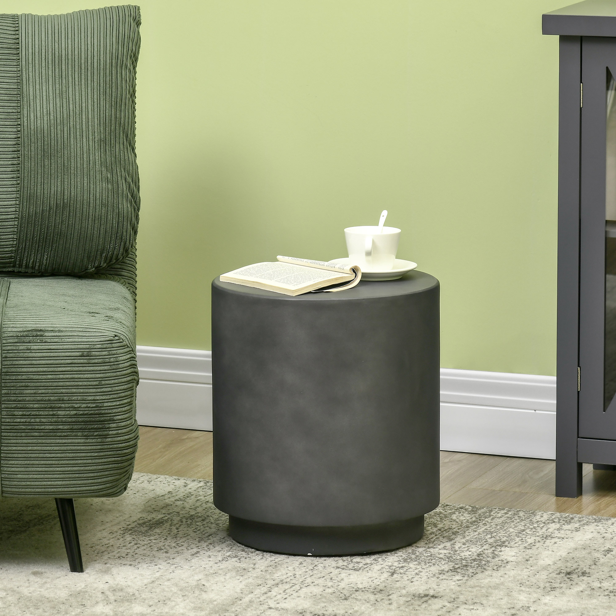 Round Concrete‑Look Side Table – Dark Gray, 14.5" Dia., 198 lb Capacity, view 5